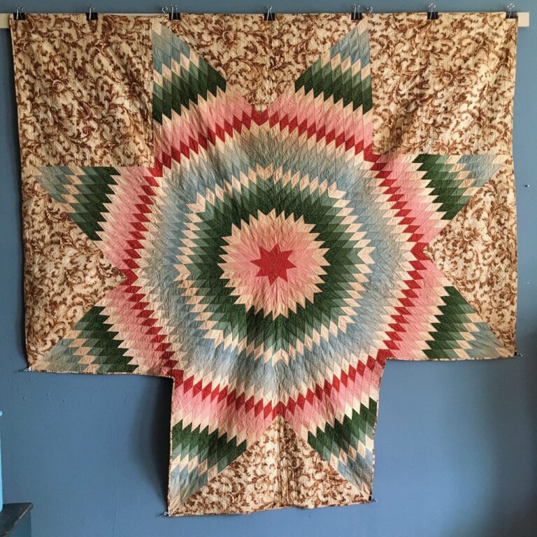 1830s Blazing Star quilt with eight-pointed star