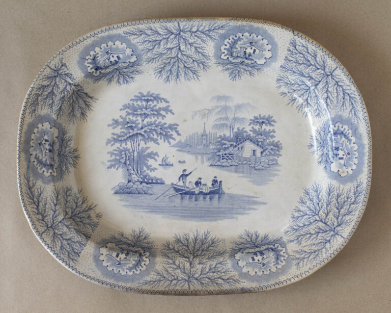 Large antique Albion Pottery transferware platter, circa 1864