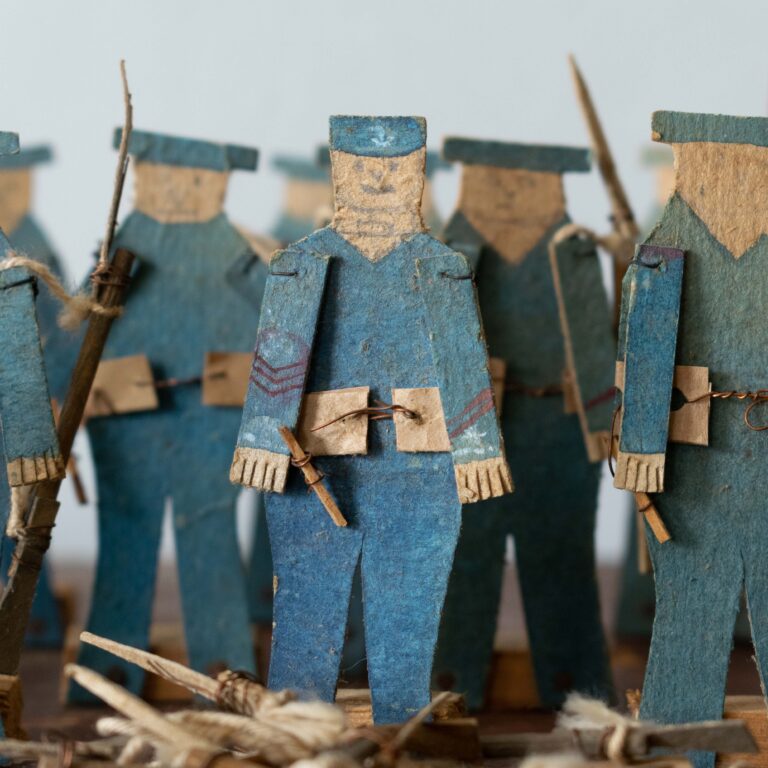 Folk art platoon figures, jointed limbs. US Navy