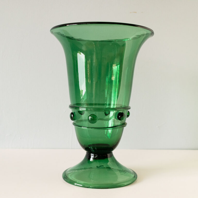 Empoli green glass beaker vase with applied studded band