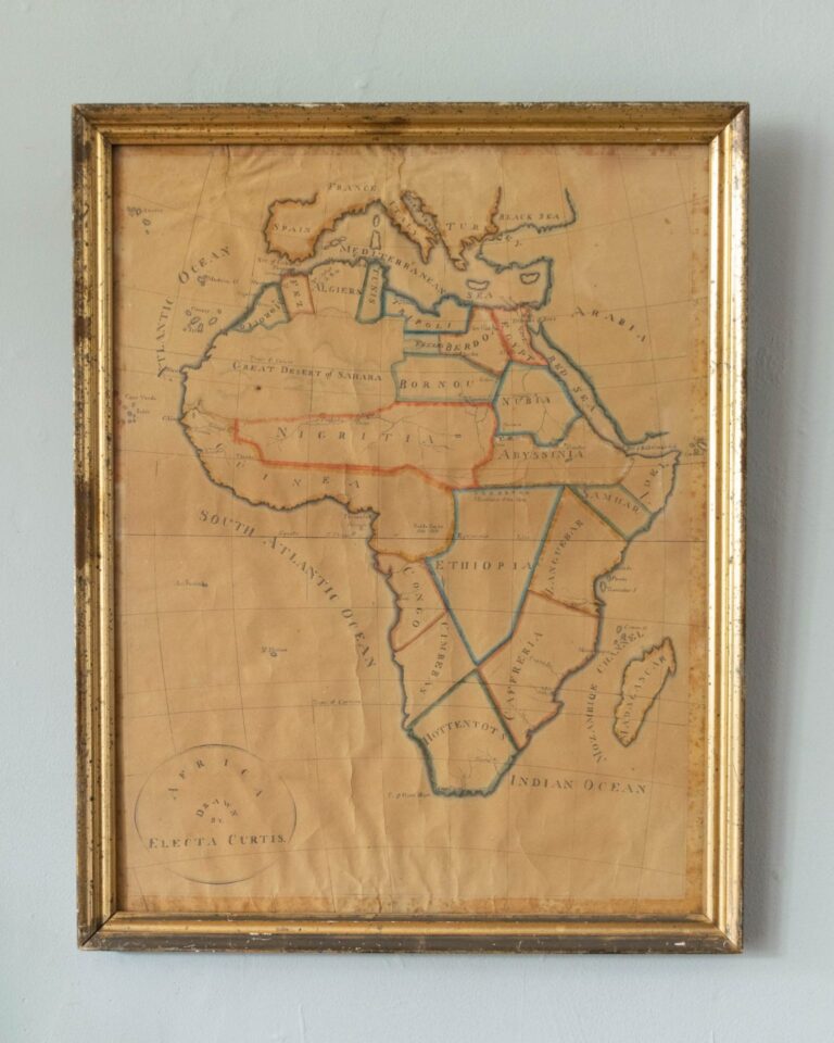 Schoolgirl Map of Africa by Electa Curtis, c. 1830s