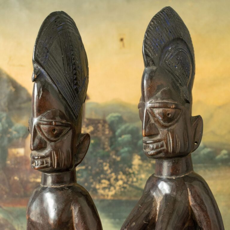 Pair of Yoruba ere ibeji twin figures, Igbomina subgroup