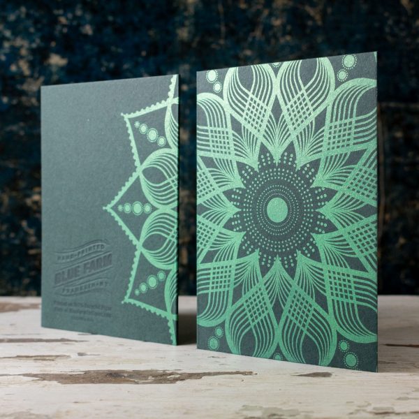 Kolam, Metallic Green on Dark Green Notecards - Image 3
