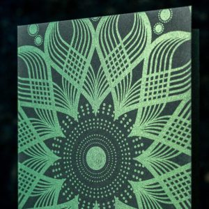 Kolam, Metallic Green on Dark Green Notecards