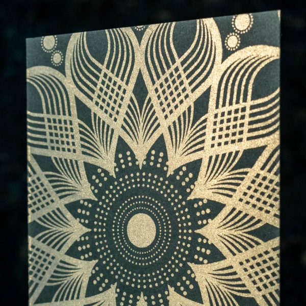 Kolam, Metallic Gold on Dark Green Notecards