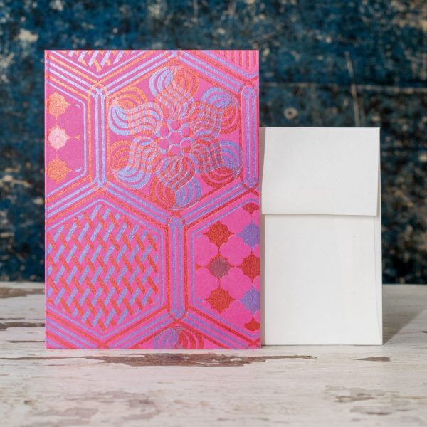 St-Chapelle, Metallic Lavender & Copper on Hot Pink Notecards - Image 3