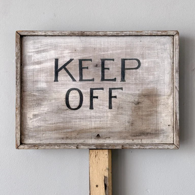Painted Folk Art “Keep Off” Sign on Stake