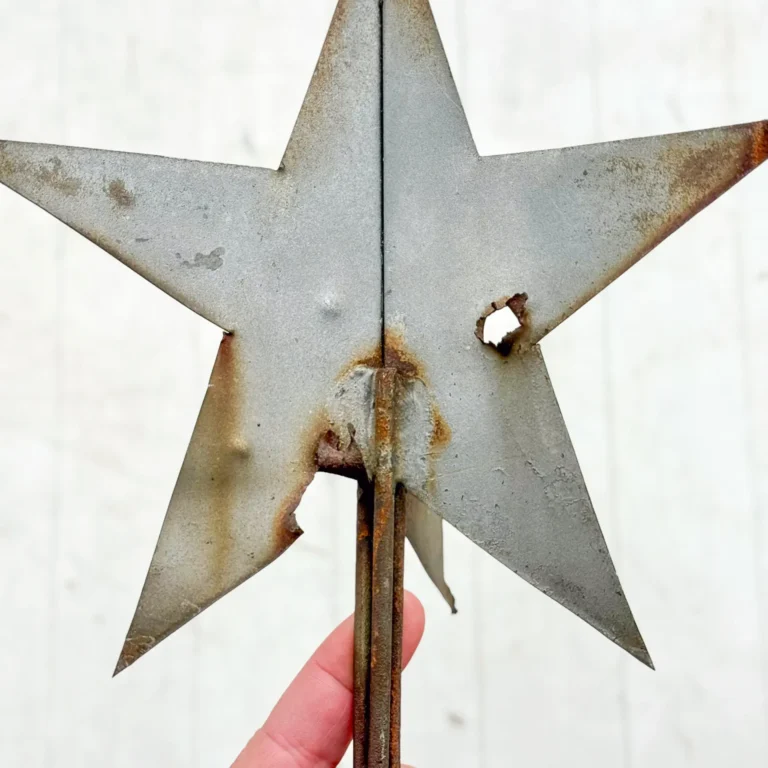 Star-shaped folk art lightning rod finial, tinned sheet iron