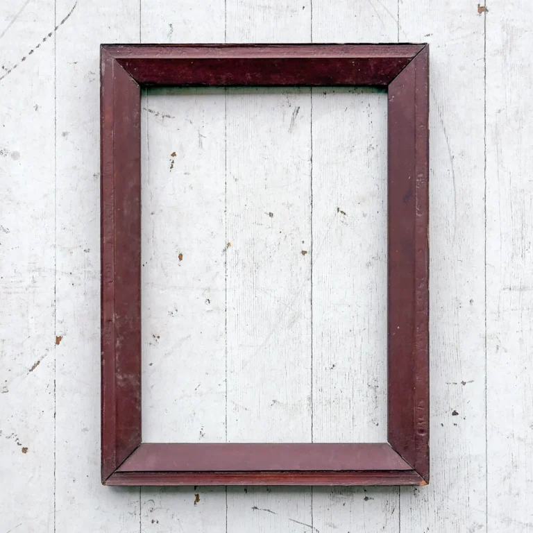 Antique carved walnut picture frame, Spanish brown paint, 1820s-40s