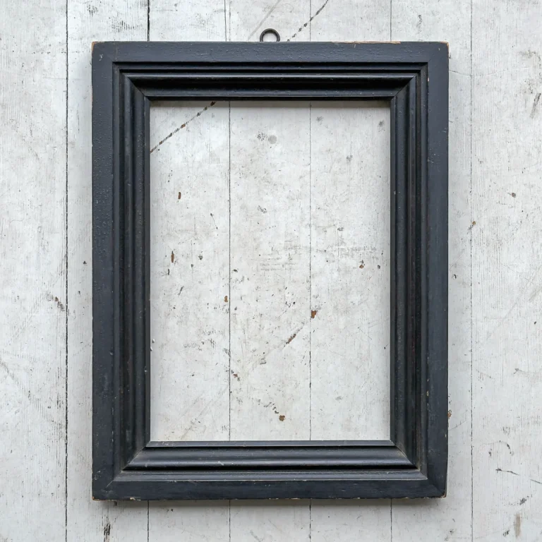 Antique Pine Picture Frame in Black Paint, 1840