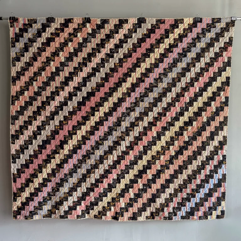 Antique "Streak of Lightning" quilt, hand-pieced cotton
