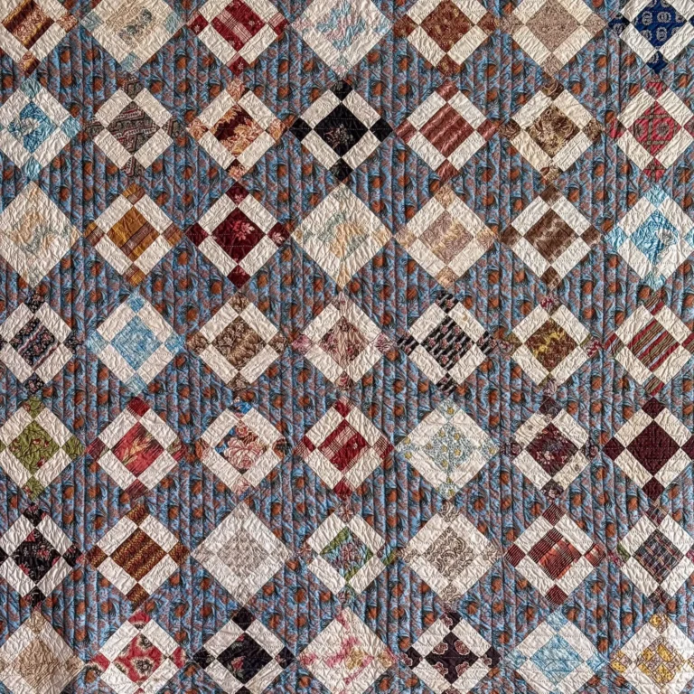 Detail: Large and Early Variation on a “Nine Patch” Quilt